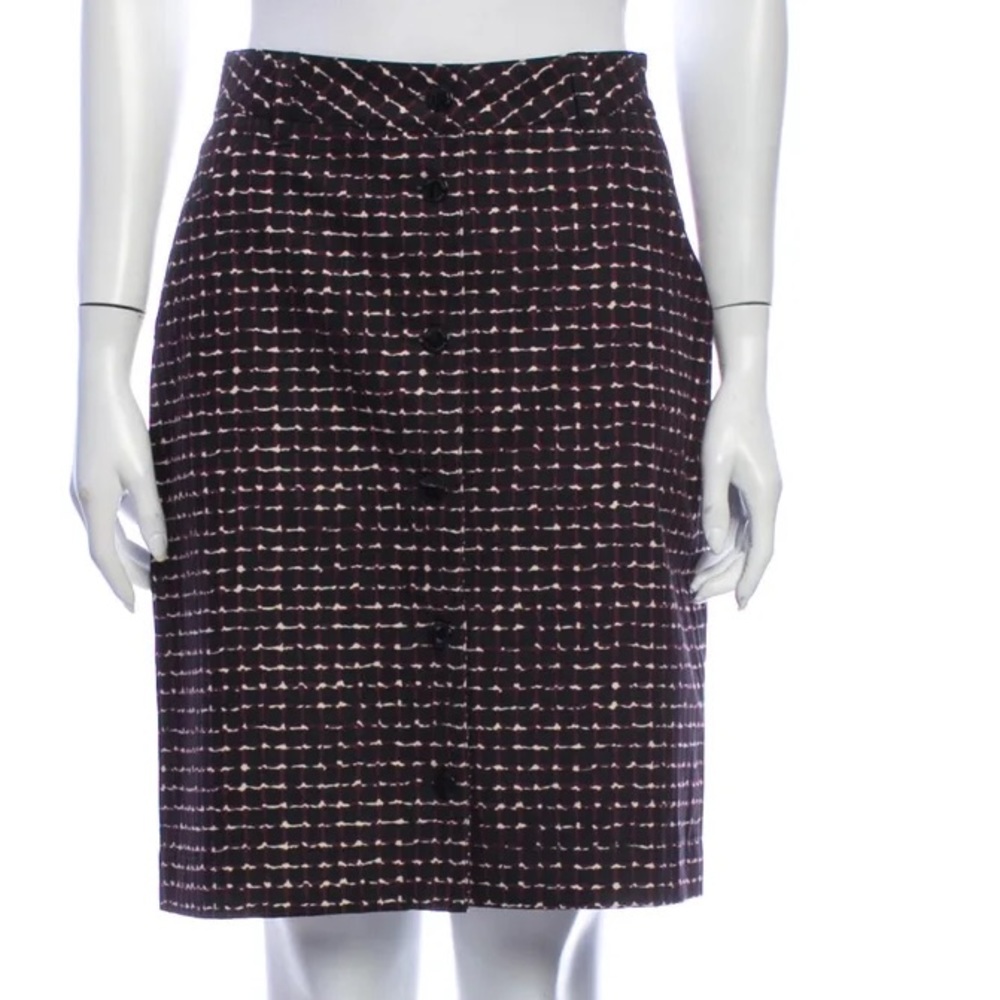 Tomas Maier women plaid print button front a-line Skirt knee length slant pocket